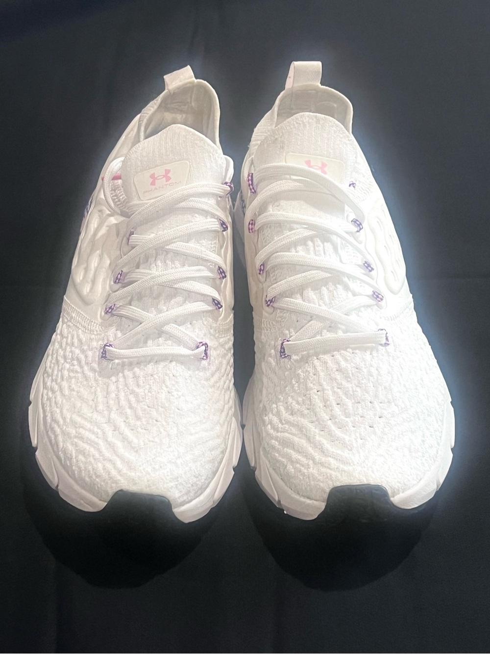 Under Armour Women's White Athletic Sneakers with Light Purple Accents